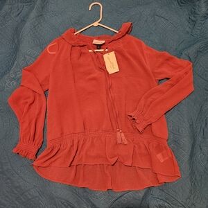 NWT Women's Universal Thread Dark Mauve/ Dusty Rose Ruffled Top